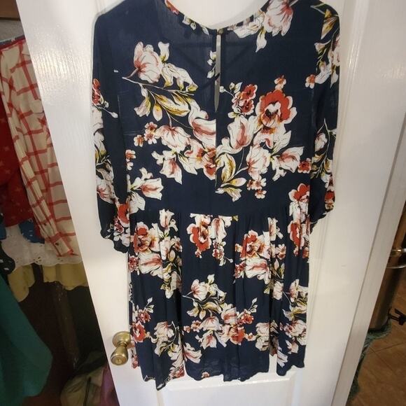 JODIFL NAVY floral flowy tunic dress‎ - Picture 9 of 11